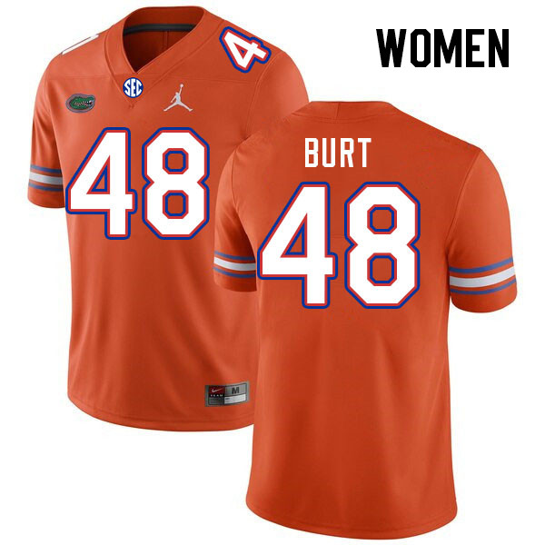 Women #48 Gannon Burt Florida Gators College Football Jerseys Stitched Sale-Orange